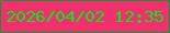 文字の大きさ：2、枠の色：07973c、背景の色：f1306c、文字の色：03ea23 無料ブログパーツのブログ時計
