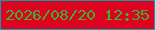 文字の大きさ：5、枠の色：07a0aa、背景の色：df0221、文字の色：38b336 無料ブログパーツのブログ時計