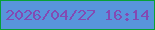文字の大きさ：1、枠の色：07a137、背景の色：5895dc、文字の色：834ab3 無料ブログパーツのブログ時計
