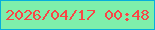 文字の大きさ：3、枠の色：07aedc、背景の色：7fefab、文字の色：fa4546 無料ブログパーツのブログ時計