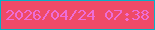 文字の大きさ：5、枠の色：07b1c6、背景の色：ef4a68、文字の色：ed6dd6 無料ブログパーツのブログ時計