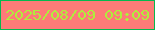 文字の大きさ：2、枠の色：07b84f、背景の色：fe7b78、文字の色：b0ed3c 無料ブログパーツのブログ時計