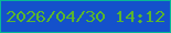 文字の大きさ：4、枠の色：07b896、背景の色：1451cb、文字の色：5ab52e 無料ブログパーツのブログ時計