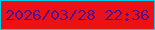 文字の大きさ：2、枠の色：07cce9、背景の色：eb1114、文字の色：4f0e8f 無料ブログパーツのブログ時計