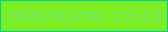 文字の大きさ：3、枠の色：07cfa6、背景の色：7cef21、文字の色：70e975 無料ブログパーツのブログ時計
