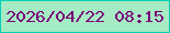 文字の大きさ：1、枠の色：07cfb9、背景の色：a5ebc3、文字の色：7a017a 無料ブログパーツのブログ時計