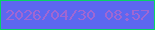 文字の大きさ：3、枠の色：07d366、背景の色：5d67f0、文字の色：a067d2 無料ブログパーツのブログ時計