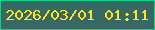 文字の大きさ：4、枠の色：07d682、背景の色：386864、文字の色：fbe626 無料ブログパーツのブログ時計
