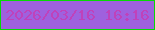 文字の大きさ：5、枠の色：07d906、背景の色：9f61de、文字の色：bf42bb 無料ブログパーツのブログ時計