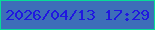 文字の大きさ：3、枠の色：07db98、背景の色：3d6eb9、文字の色：2017e0 無料ブログパーツのブログ時計