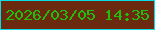 文字の大きさ：5、枠の色：07dde4、背景の色：6b2a0f、文字の色：21be0e 無料ブログパーツのブログ時計
