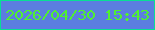 文字の大きさ：5、枠の色：07e094、背景の色：5b7ee0、文字の色：50f130 無料ブログパーツのブログ時計
