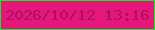 文字の大きさ：5、枠の色：07f51e、背景の色：e5177b、文字の色：ae0f64 無料ブログパーツのブログ時計