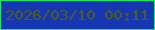 文字の大きさ：3、枠の色：07f55a、背景の色：1636b4、文字の色：4e5f1a 無料ブログパーツのブログ時計