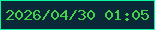 文字の大きさ：5、枠の色：07f69e、背景の色：0a2838、文字の色：44d14d 無料ブログパーツのブログ時計