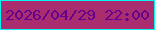 文字の大きさ：4、枠の色：07f6f1、背景の色：aa2d6f、文字の色：63008d 無料ブログパーツのブログ時計