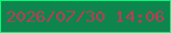 文字の大きさ：2、枠の色：07f777、背景の色：0d854d、文字の色：bb3c56 無料ブログパーツのブログ時計