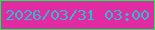 文字の大きさ：3、枠の色：07f950、背景の色：e02ba3、文字の色：30bacf 無料ブログパーツのブログ時計