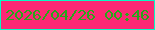 文字の大きさ：2、枠の色：07f9c4、背景の色：fc2875、文字の色：28a71a 無料ブログパーツのブログ時計