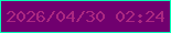 文字の大きさ：4、枠の色：07feb6、背景の色：70006f、文字の色：ab2881 無料ブログパーツのブログ時計