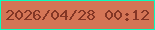 文字の大きさ：5、枠の色：07febe、背景の色：d47556、文字の色：843625 無料ブログパーツのブログ時計
