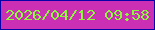 文字の大きさ：4、枠の色：0802a9、背景の色：ca2fb4、文字の色：8bf73c 無料ブログパーツのブログ時計