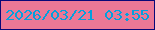 文字の大きさ：3、枠の色：080878、背景の色：eb7896、文字の色：04a0dd 無料ブログパーツのブログ時計