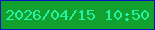 文字の大きさ：4、枠の色：0815bb、背景の色：12a02e、文字の色：24f3a3 無料ブログパーツのブログ時計