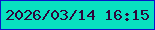 文字の大きさ：1、枠の色：0816ca、背景の色：08e1c0、文字の色：2f053b 無料ブログパーツのブログ時計