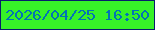 文字の大きさ：4、枠の色：081d6c、背景の色：37f228、文字の色：0173b6 無料ブログパーツのブログ時計