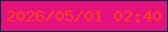 文字の大きさ：2、枠の色：082c46、背景の色：e5127e、文字の色：fd3c22 無料ブログパーツのブログ時計