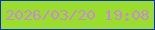 文字の大きさ：3、枠の色：0831ca、背景の色：99de2a、文字の色：ca89de 無料ブログパーツのブログ時計