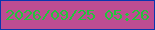 文字の大きさ：5、枠の色：0836af、背景の色：bd4d92、文字の色：24c53b 無料ブログパーツのブログ時計