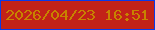 文字の大きさ：5、枠の色：083ae9、背景の色：c22218、文字の色：c78300 無料ブログパーツのブログ時計