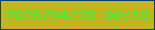 文字の大きさ：4、枠の色：083e6e、背景の色：c4b41e、文字の色：2ef741 無料ブログパーツのブログ時計