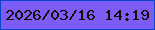文字の大きさ：1、枠の色：0843cb、背景の色：7c5cf4、文字の色：170d02 無料ブログパーツのブログ時計