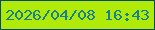 文字の大きさ：2、枠の色：084674、背景の色：afea09、文字の色：158191 無料ブログパーツのブログ時計