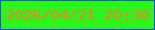 文字の大きさ：3、枠の色：0852db、背景の色：2ef41d、文字の色：ea861f 無料ブログパーツのブログ時計