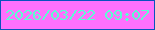 文字の大きさ：3、枠の色：0853be、背景の色：fe70fd、文字の色：5dfdd1 無料ブログパーツのブログ時計