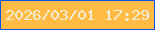 文字の大きさ：4、枠の色：0854ec、背景の色：ffbb44、文字の色：f0eedb 無料ブログパーツのブログ時計