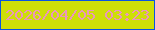 文字の大きさ：5、枠の色：0855e2、背景の色：cedf07、文字の色：eb97ba 無料ブログパーツのブログ時計
