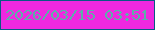 文字の大きさ：1、枠の色：085984、背景の色：ef28e0、文字の色：5cafaa 無料ブログパーツのブログ時計