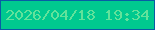 文字の大きさ：2、枠の色：085ca5、背景の色：00c98f、文字の色：62e29b 無料ブログパーツのブログ時計