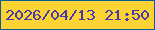 文字の大きさ：2、枠の色：085e98、背景の色：fbd332、文字の色：443aab 無料ブログパーツのブログ時計
