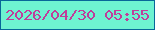 文字の大きさ：4、枠の色：086799、背景の色：6ef3d1、文字の色：c03d9a 無料ブログパーツのブログ時計