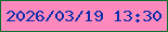 文字の大きさ：1、枠の色：086f30、背景の色：fe89bc、文字の色：0c2da9 無料ブログパーツのブログ時計