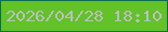 文字の大きさ：1、枠の色：086f52、背景の色：62c227、文字の色：bbbfbe 無料ブログパーツのブログ時計