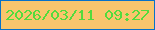 文字の大きさ：2、枠の色：0871c9、背景の色：f9c56d、文字の色：53db3d 無料ブログパーツのブログ時計
