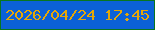文字の大きさ：3、枠の色：08761f、背景の色：0b61d7、文字の色：e4a706 無料ブログパーツのブログ時計