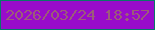 文字の大きさ：3、枠の色：087868、背景の色：980cca、文字の色：9c5c78 無料ブログパーツのブログ時計